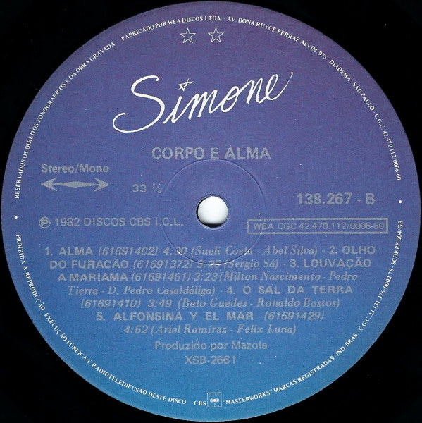 Simone (3) - Corpo E Alma (Vinyl, LP, Album)