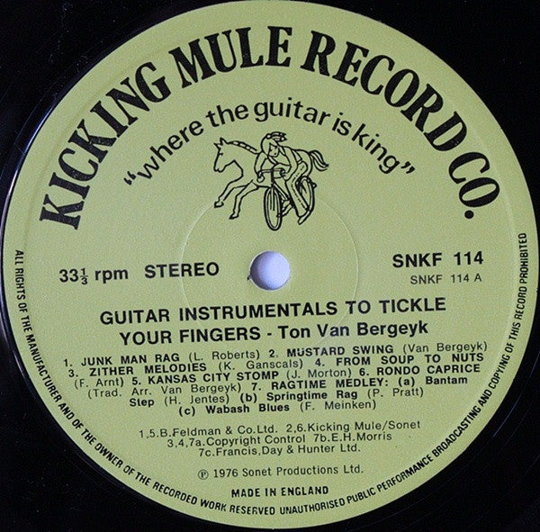 Ton Van Bergeijk - Guitar Instrumentals To Tickle Your Fingers (Vinyl, LP, Album) Very Good Plus (VG+) / Very Good (VG)