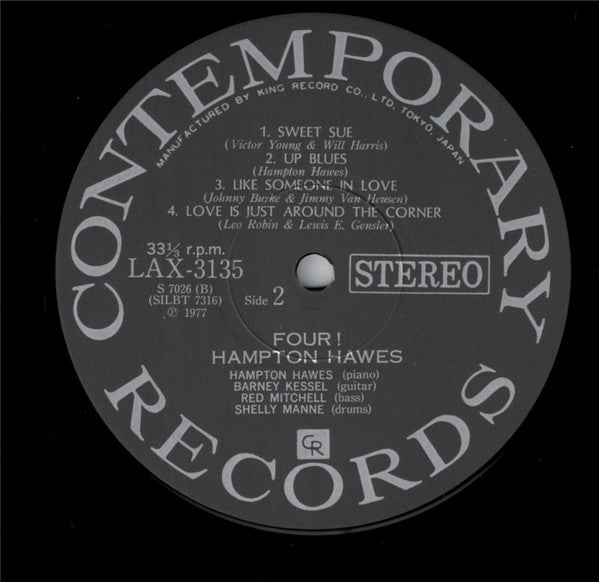 Hampton Hawes - Four! (Vinyl, LP, Album, Reissue, Stereo) Very Good Plus (VG+) / Very Good Plus (VG+)