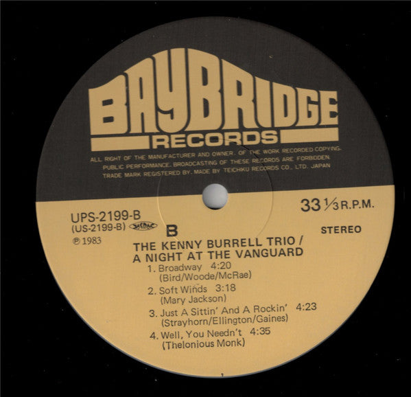 The Kenny Burrell Trio - A Night At The Vanguard (Vinyl, LP, Album,...
