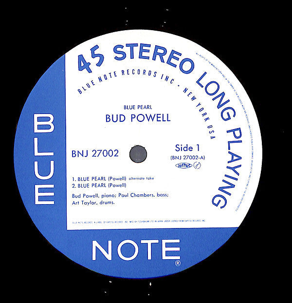 Bud Powell - Blue Pearl (Vinyl, 12", 45 RPM, Single, Compilation, Limited Edition, Stereo) Very Good Plus (VG+) / Very Good Plus (VG+)