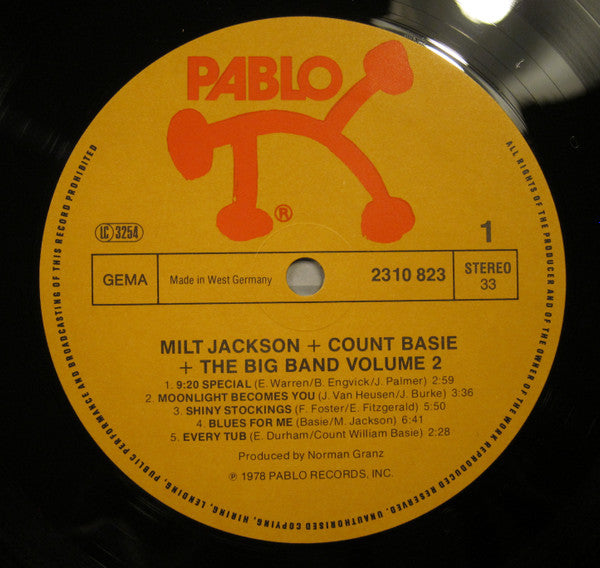 Milt Jackson - Milt Jackson + Count Basie + The Big Band Vol. 2 (Vinyl, LP) Very Good Plus (VG+) / Very Good Plus (VG+)