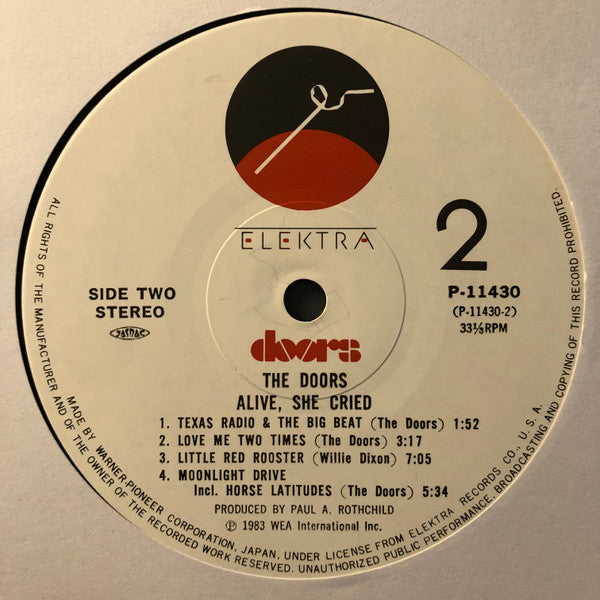 The Doors - Alive, She Cried (Vinyl, LP, Album) Very Good Plus (VG+) / Very Good Plus (VG+)