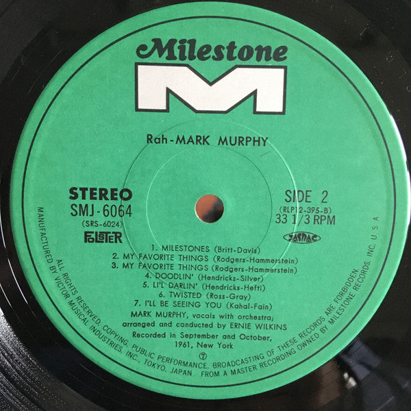 Mark Murphy - Rah (Vinyl, LP, Album, Reissue, Stereo) Very Good Plus (VG+) / Very Good (VG)