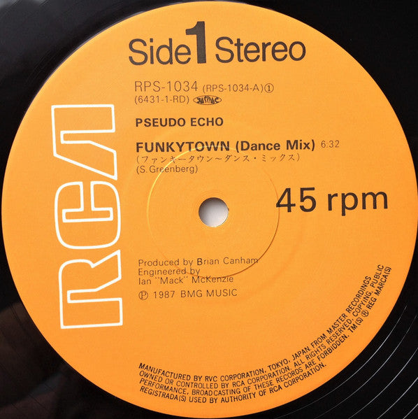 Pseudo Echo - Funkytown (Vinyl, 12", 45 RPM, Stereo) Very Good Plus (VG+) / Very Good Plus (VG+)