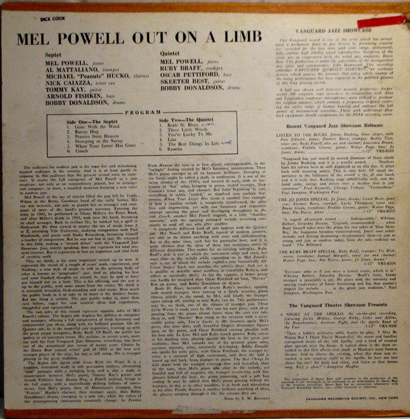 Mel Powell - Out On A Limb (Vinyl, LP, Mono) Good Plus (G+) / Very Good (VG)