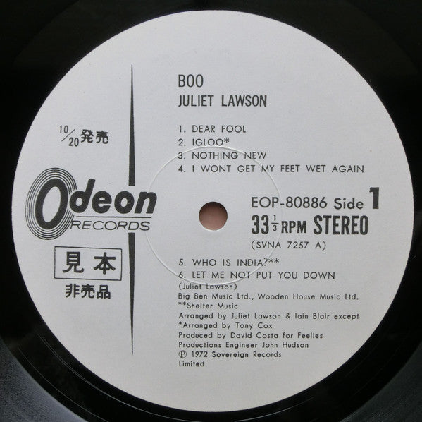 Juliet Lawson - Boo (Vinyl, LP, Album, Promo) Very Good Plus (VG+) / Good (G)