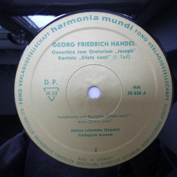 Georg Friedrich Händel - Silete Venti - Kantaten Für Sopran Und Orchester (Vinyl, LP, Mono) Very Good Plus (VG+) / Very Good (VG)