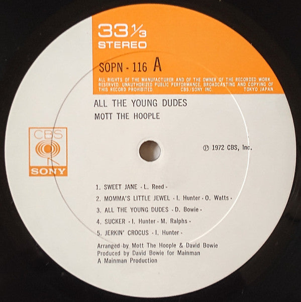 Mott The Hoople - All The Young Dudes (Vinyl, LP, Album, Reissue) Very Good (VG) / Good Plus (G+)