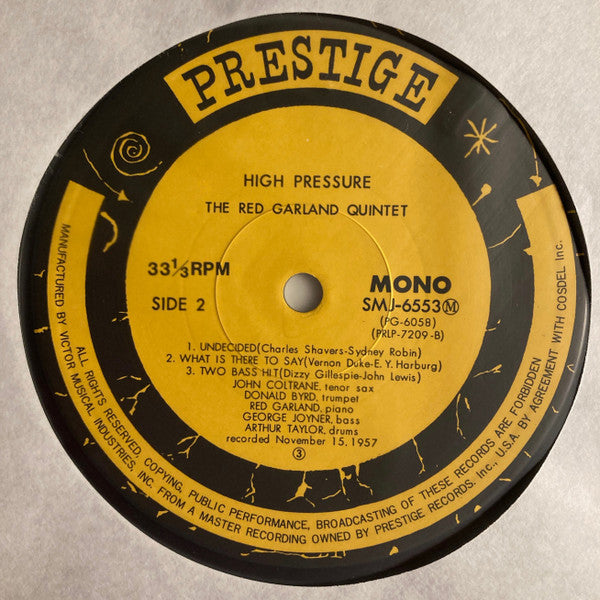 The Red Garland Quintet - High Pressure (Vinyl, LP, Album, Mono, Reissue) Very Good Plus (VG+) / Very Good Plus (VG+)