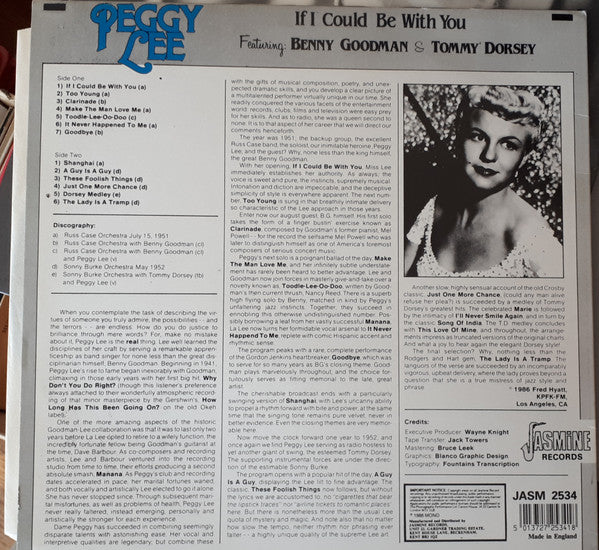 Peggy Lee - If I Could Be With You (Vinyl, LP, Album, Mono) Very Good Plus (VG+) / Very Good Plus (VG+)