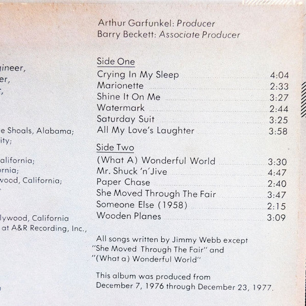 Art Garfunkel - Watermark (Vinyl, LP, Album) Very Good Plus (VG+) / Very Good (VG)