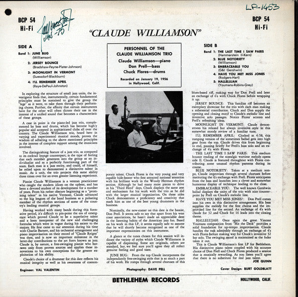 Claude Williamson - Have Piano ...Can't Travel (Commercial Jazz Piano For Non-Jazz Lovers) (Vinyl, LP, Album, Reissue) Good Plus (G+) / Very Good (VG)