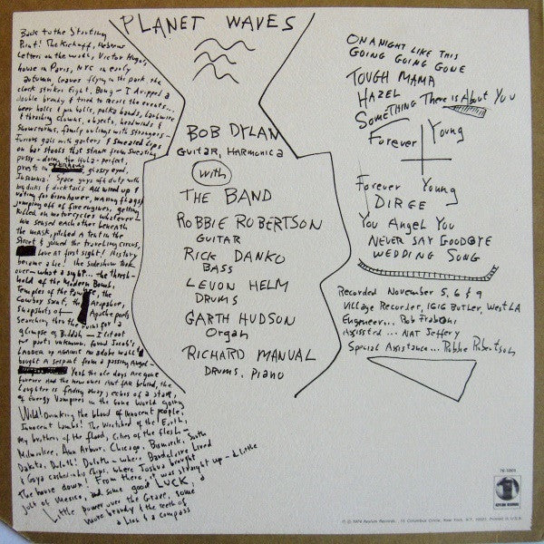 Bob Dylan - Planet Waves (Vinyl, LP, Album, Stereo) Good Plus (G+) / Good Plus (G+)
