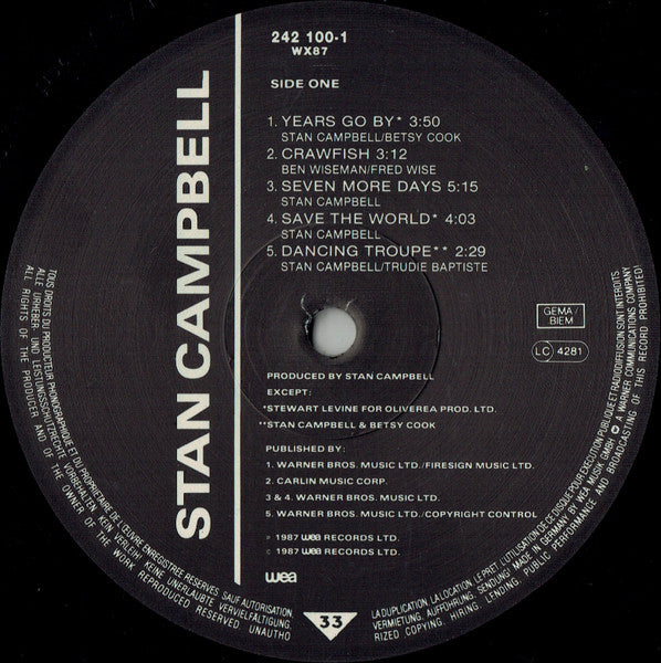 Stan Campbell - Stan Campbell (Vinyl, LP, Album) Good Plus (G+) / Good Plus (G+)