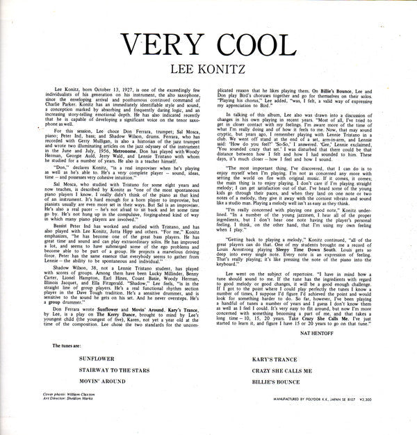 Lee Konitz - Very Cool (Vinyl, Album, LP, Reissue, Mono) Very Good Plus (VG+) / Very Good Plus (VG+)