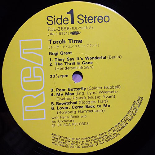 Gogi Grant - Torch Time (Vinyl, LP, Album, Reissue, Stereo) Very Good Plus (VG+) / Good Plus (G+)