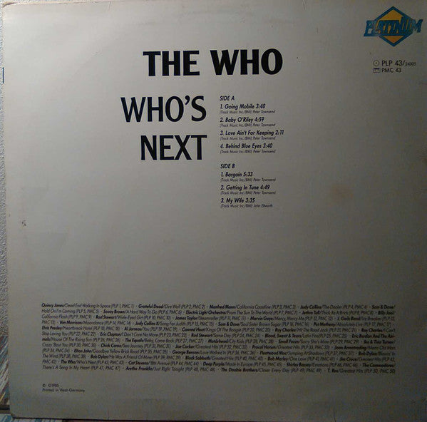 The Who - Who's Next (Vinyl, LP, Album, Reissue) Very Good Plus (VG+) / Very Good Plus (VG+)