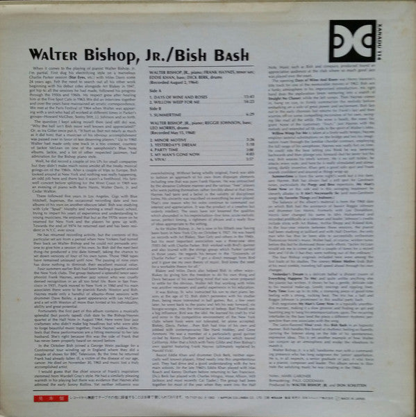 Walter Bishop, Jr. - Bish Bash (Vinyl, LP, Album, Reissue, Remastered, Mono) Very Good Plus (VG+) / Very Good Plus (VG+)