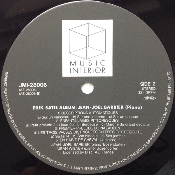 Jean-Joël Barbier - Erik Satie Album = 巴里・夢のパッサカリア エリック・サティ・アルバム (Vinyl, LP, Album, Compilation, Stereo) Very Good Plus (VG+) / Very Good (VG)