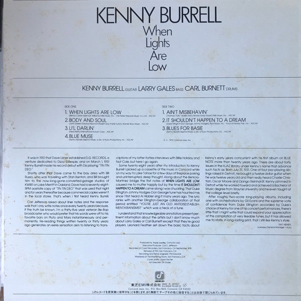 Kenny Burrell - When Lights Are Low (Vinyl, LP, Album) Very Good Plus (VG+) / Very Good (VG)