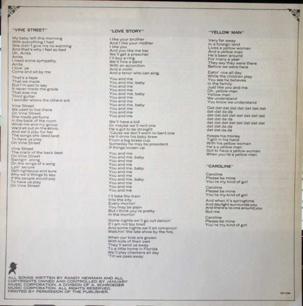 Harry Nilsson - Nilsson Sings Newman (Vinyl, LP, Album, Stereo) Very Good Plus (VG+) / Fair (F)