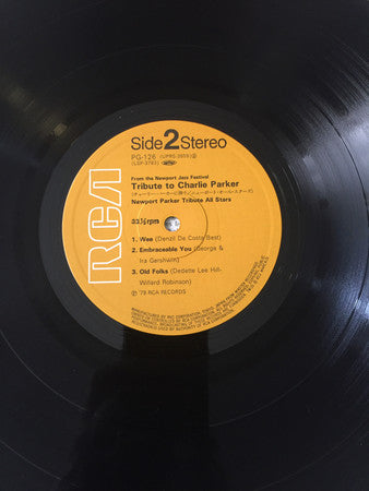 Newport Parker Tribute All Stars - Tribute To Charlie Parker From The Newport Jazz Festival (Vinyl, LP, Album, Stereo) Very Good Plus (VG+) / Very Good (VG)