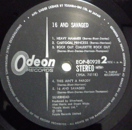 Silverhead - 16 And Savaged (Vinyl, LP, Album, Stereo)