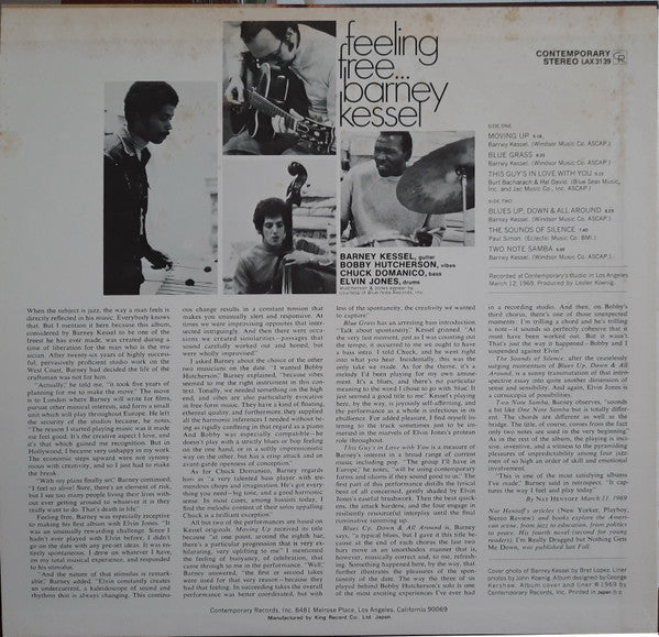 Barney Kessel - Feeling Free (Vinyl, LP, Album, Limited Edition, Reissue, Stereo) Very Good Plus (VG+) / Very Good (VG)