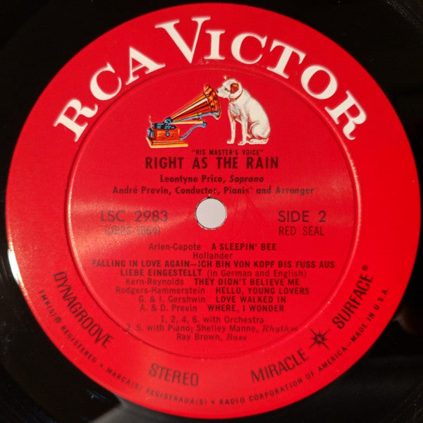 Leontyne Price - Right As The Rain (Vinyl, LP, Album, Stereo) Very Good Plus (VG+) / Very Good Plus (VG+)