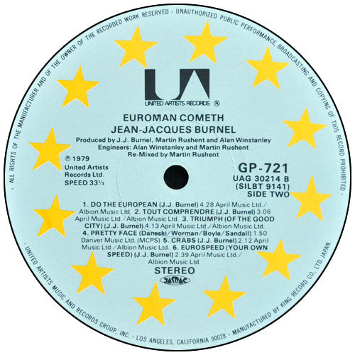 J.J. Burnel - Euroman Cometh (Vinyl, LP, Album) Near Mint (NM or M-) / Very Good Plus (VG+)