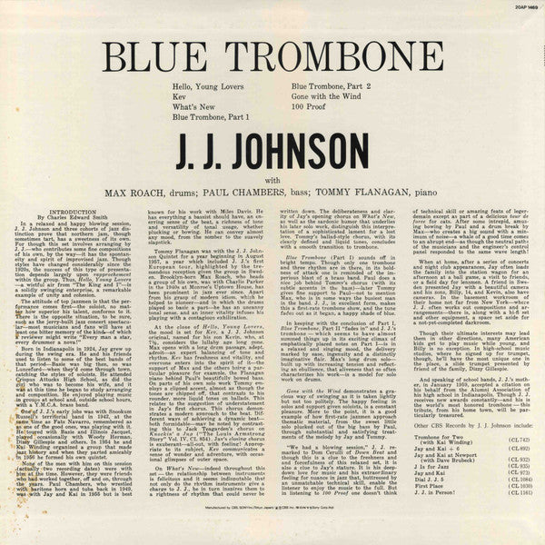 J.J. Johnson - Blue Trombone (Vinyl, LP, Album, Reissue, Mono) Very Good (VG) / Very Good (VG)