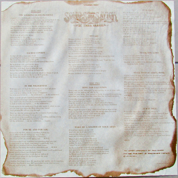 Paul Clark (5) - Songs From The Savior Volume One (Vinyl, LP, Album) Very Good Plus (VG+) / Very Good Plus (VG+)
