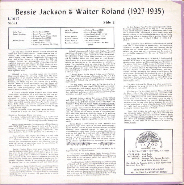 Bessie Jackson - 1927-1935 (Vinyl, LP, Compilation) Very Good Plus (VG+) / Good Plus (G+)