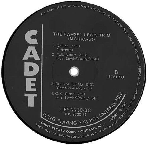 The Ramsey Lewis Trio - In Chicago (Vinyl, LP, Album, Stereo, Reissue) Very Good Plus (VG+) / Very Good (VG)