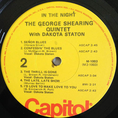 The George Shearing Quintet - In The Night (Vinyl, LP, Album, Reissue, Mono) Very Good Plus (VG+) / Very Good Plus (VG+)