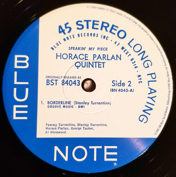Horace Parlan Quintet - Speakin' My Piece (2xVinyl, LP, 45 RPM, Album, Limited Edition, Numbered, Reissue, Remastered, Stereo) Very Good Plus (VG+) / Very Good (VG)