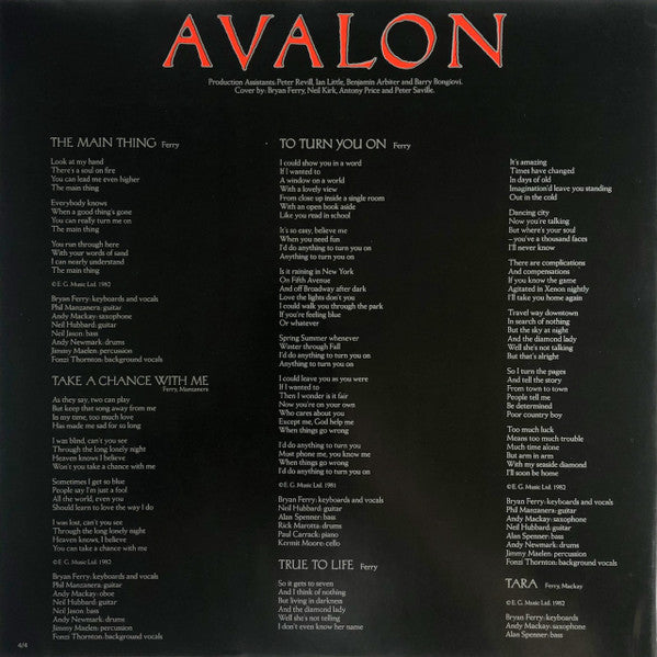 Roxy Music - Avalon (Vinyl, LP, Album, Stereo)
