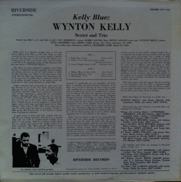 Wynton Kelly - Kelly Blue (Vinyl, LP, Album, Reissue) Very Good Plus (VG+) / Very Good Plus (VG+)
