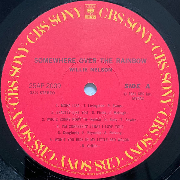 Willie Nelson - Somewhere Over The Rainbow (Vinyl, LP, Album) Very Good Plus (VG+) / Very Good Plus (VG+)