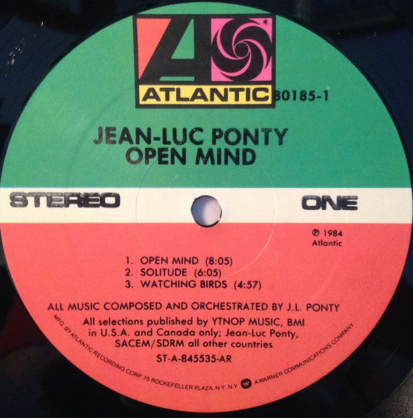 Jean-Luc Ponty - Open Mind (Vinyl, LP, Album, Stereo) Very Good (VG) / Very Good Plus (VG+)