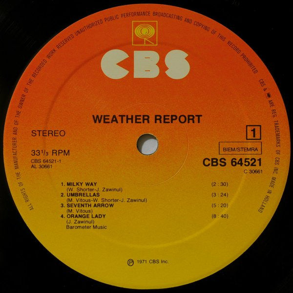 Weather Report - Weather Report (Vinyl, LP, Album, Reissue) Near Mint (NM or M-) / Very Good (VG)