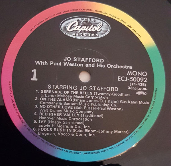 Jo Stafford - Starring Jo Stafford (Vinyl, LP, Album, Reissue, Mono) Very Good Plus (VG+) / Very Good (VG)
