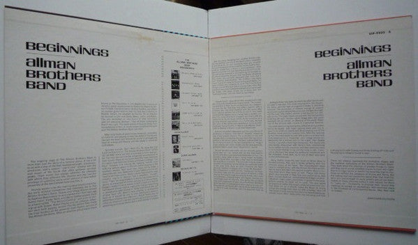 The Allman Brothers Band - Beginnings (2xVinyl, LP, Compilation) Very Good Plus (VG+) / Very Good Plus (VG+)