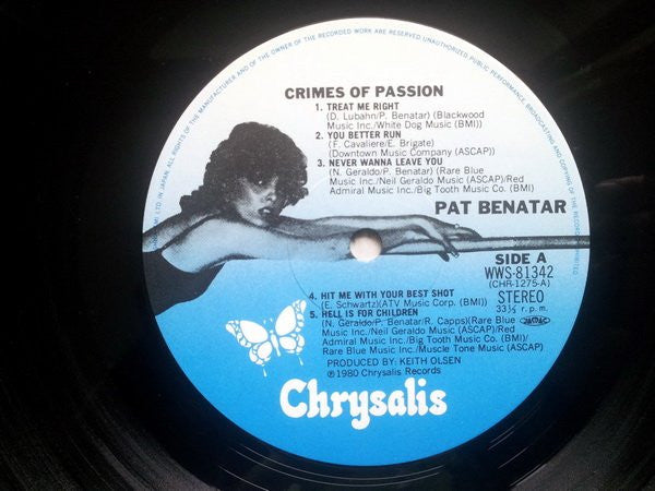 Pat Benatar - Crimes Of Passion (Vinyl, LP, Album, Stereo) Very Good Plus (VG+) / Very Good Plus (VG+)