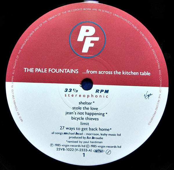 The Pale Fountains - ... From Across The Kitchen Table (Vinyl, LP, Album) Very Good Plus (VG+) / Very Good (VG)