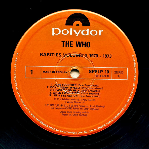 The Who - Rarities Vol. 2 "1970-1973" (Vinyl, LP, Compilation) Very Good Plus (VG+) / Good Plus (G+)