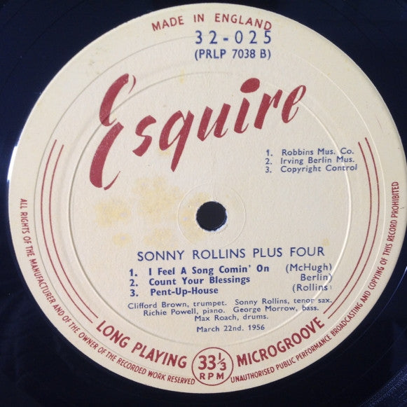 Sonny Rollins - Plus 4 (Vinyl, LP, Album) Good Plus (G+) / Good Plus (G+)