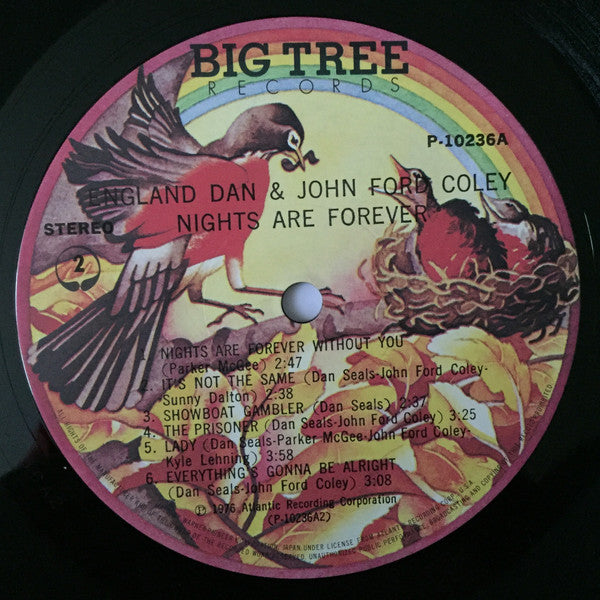England Dan & John Ford Coley - Nights Are Forever (Vinyl, LP, Album) Very Good Plus (VG+) / Very Good Plus (VG+)