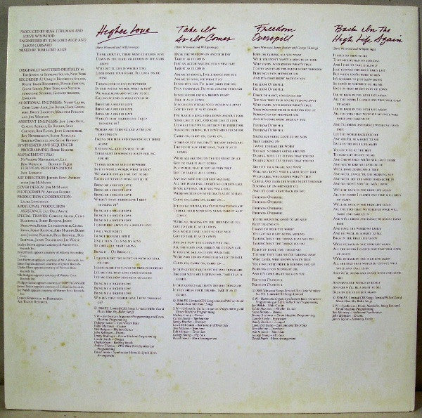 Steve Winwood - Back In The High Life (Vinyl, LP, Album) Very Good (VG) / Good Plus (G+)